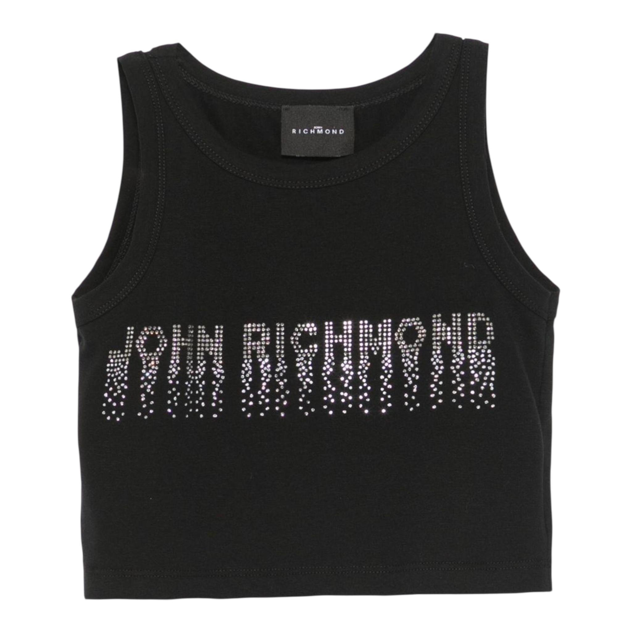 John Richmond Canotta Tinta Unita con Brillantini per Bambina RGP25204CN NERO JOHN RICHMOND 