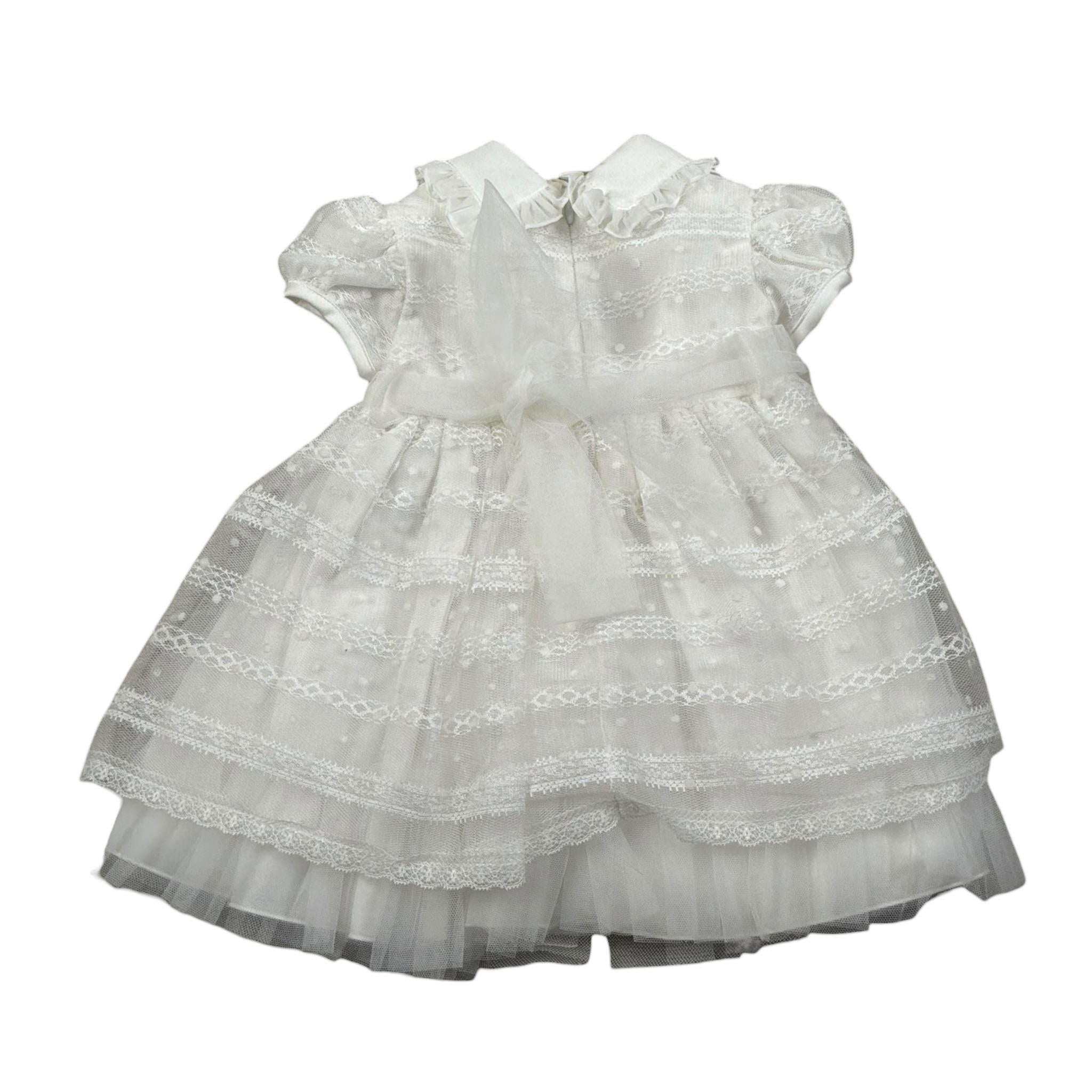 Aletta Abito Mezza Manica Tinta Unita con Tulle per Neonata HP220335C BIANCO ALETTA 