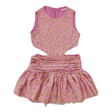 Lu Lu By Miss Grant Abito Tinta Unita Giromanica con Fantasia Fiori per Bambina LL3662 ROSA LU LU BY MISS GRANT 