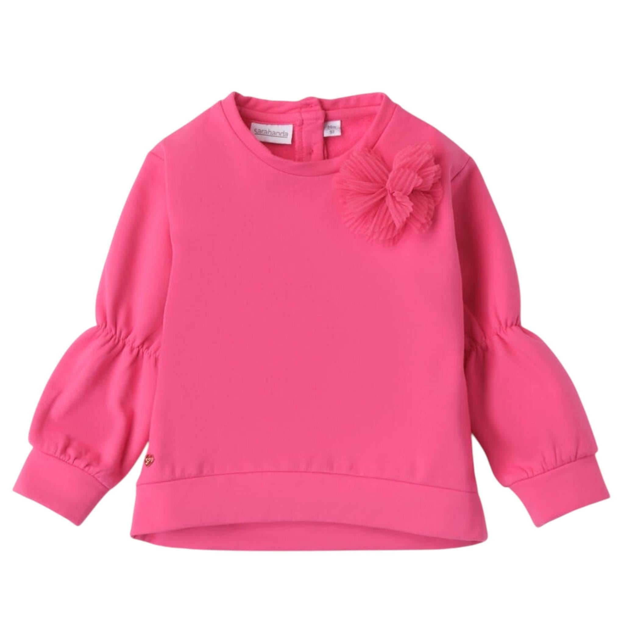 SARABANDA felpa chiusa girocollo tinta unita Rosa per Neonata 0A304 ROSA SARABANDA 