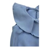 M+E' Solid Color Sleeveless Top with Ruffle Collar in Light Blue for Baby Girls