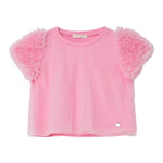 Liu Jo T-Shirt Girocollo Tinta Unita con Tulle per Bambina KA5127X ROSA LIU JO 