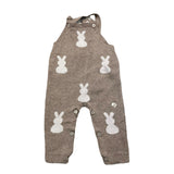 Chicco Knitted Dungarees Solid Color With Beige Rabbit Embroidery For Newborn