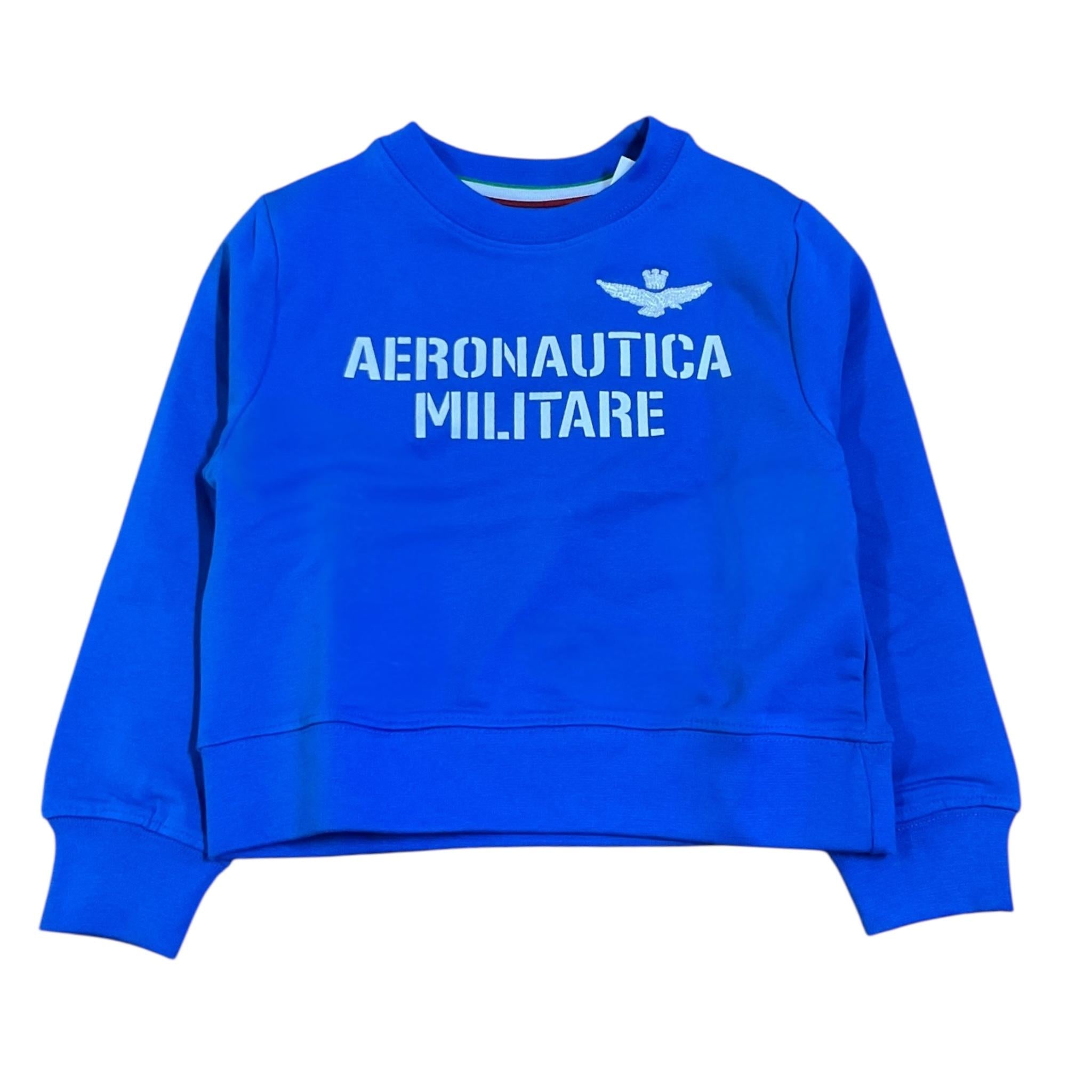 Aeronautica Militare Felpa Chiusa Girocollo Tinta Unita con Stampa Logo per Neonato 251FE0027A COBALTO AERONAUTICA MILITARE 