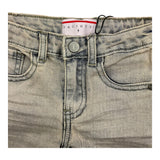 Cesare Paciotti Solid Color Denim Bermuda Shorts with Adjustable Waistline Grey for Newborns
