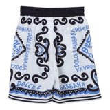 Dolce &amp; Gabbana Bermuda Solid Color With White Fantasy Print For Boys