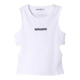 Patrizia Pepe Solid Color Tank Top With White Logo Print For Girls