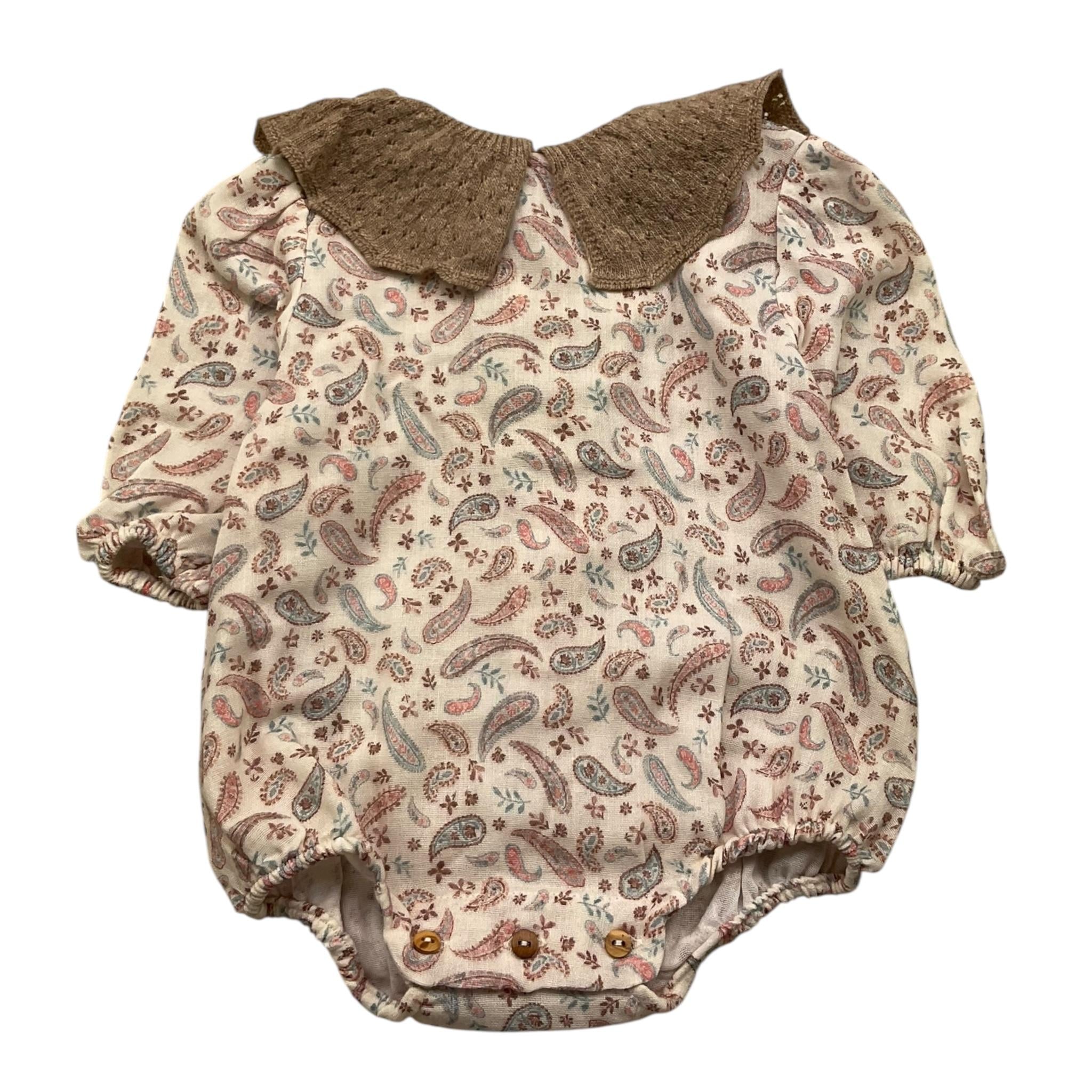 WEDOBLE camicia body tinta unita stampa fantasia con colletto in contrasto Beige per Neonata I2407716 BEIGE WEDOBLE 
