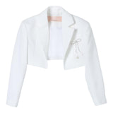 Elisabetta Franchi Crop Jacket Solid Color With White Applications For Girls
