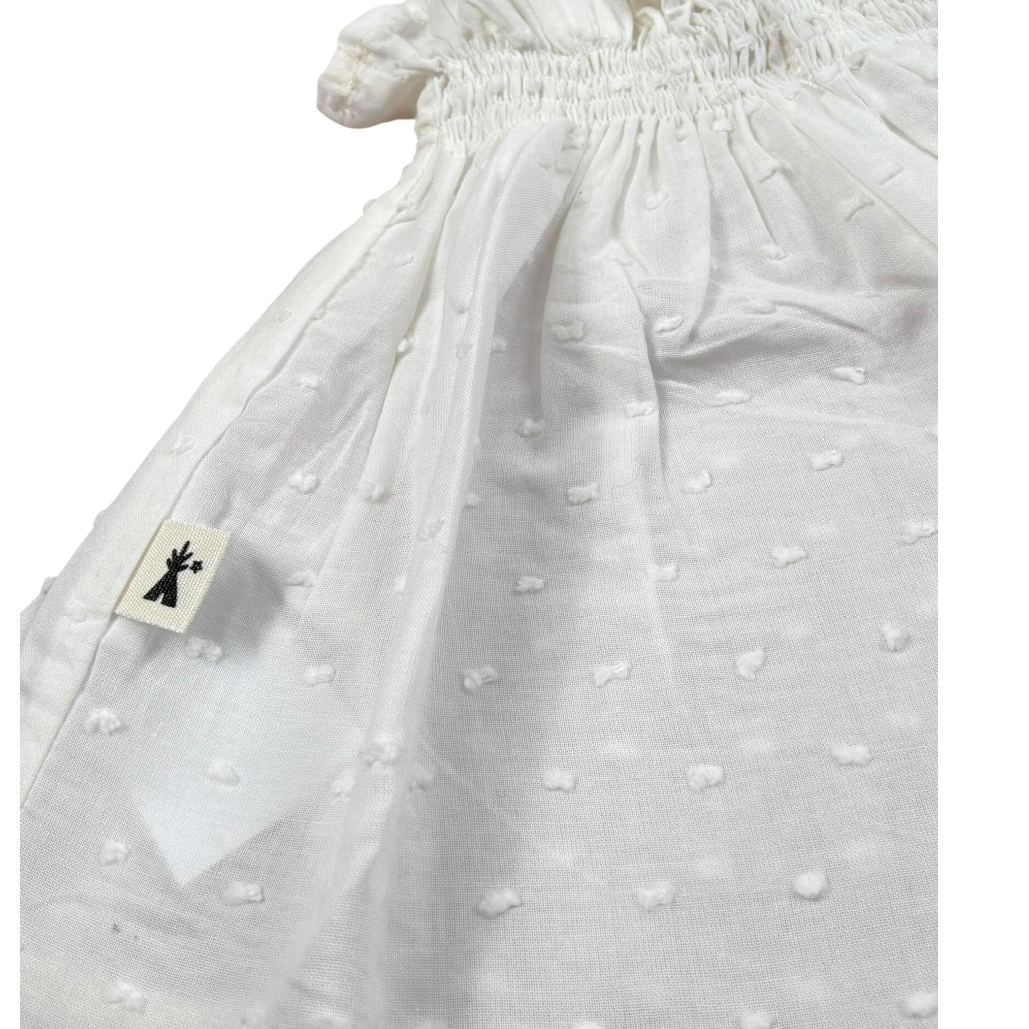 Petit Indi Top Tinta Unita con Balze per Neonata SS25B0923 BIANCO PETIT INDI 