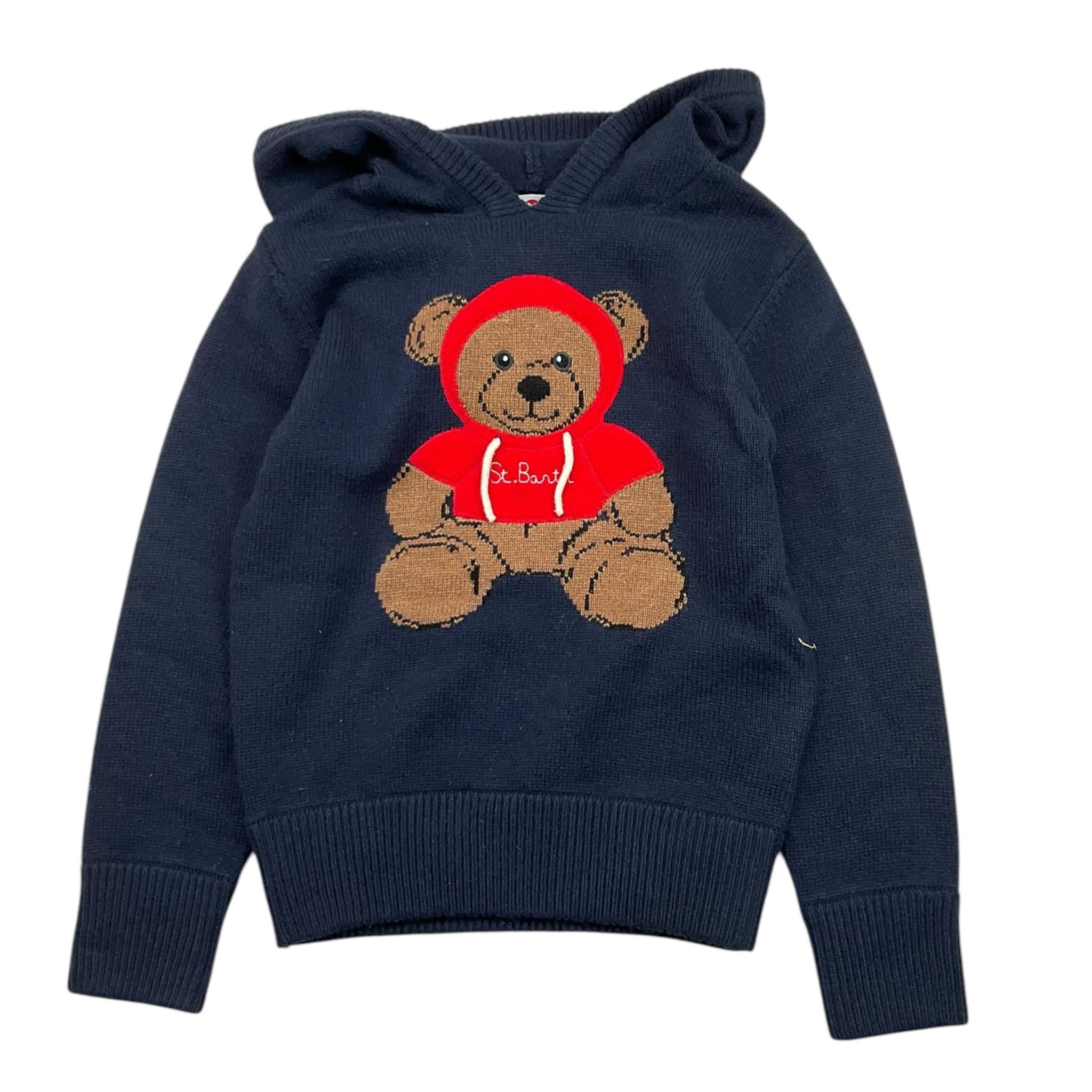 SAINT BARTH maglia con cappuccio tinta unita con stampa Blu per Bambino BEARSW BLU SAINT BARTH 