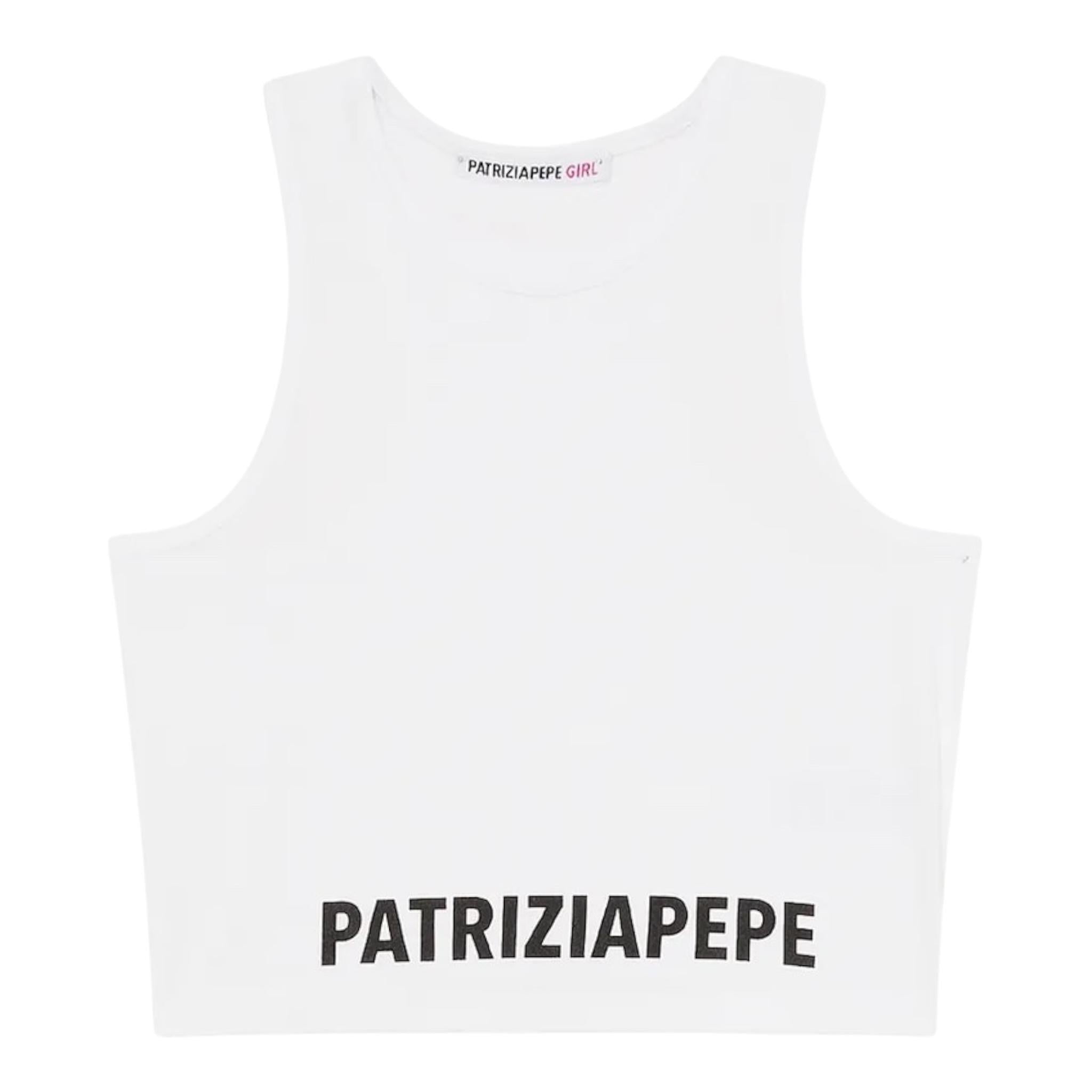 Patrizia Pepe Canotta Tinta Unita con Logo per Bambina 7M0808 BIANCO PATRIZIA PEPE 