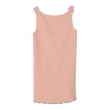 Elisabetta Franchi Solid Color Sleeveless Dress With Pink Appliques For Girls
