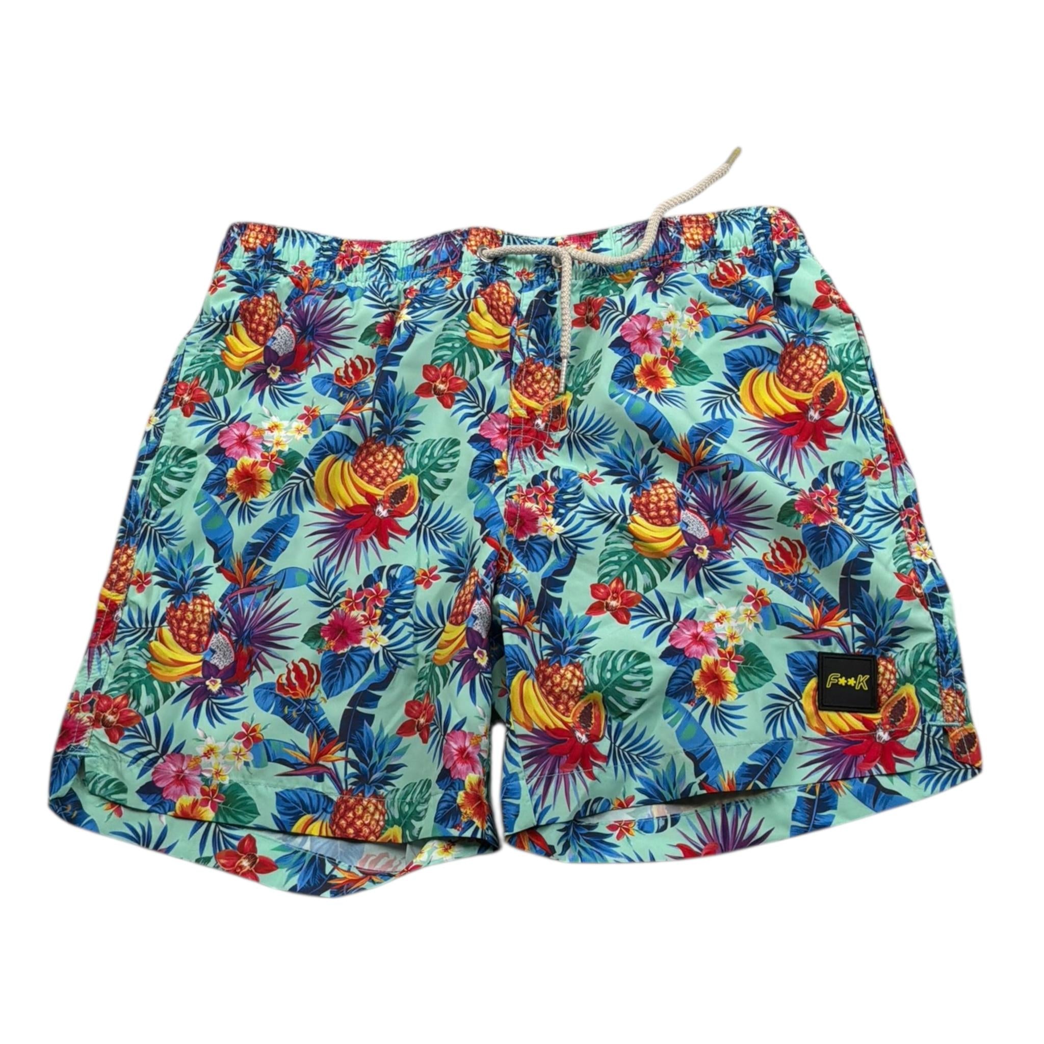 F**K Costume Modello Bermuda Tinta Unita con Fantasia per Bambino FJ25J03BA30X12 VERDE ACQUA F**K 