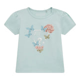 Guess T-Shirt Girocollo Tinta Unita con Logo per Neonata A5RI03K6YW4X VERDE ACQUA GUESS 