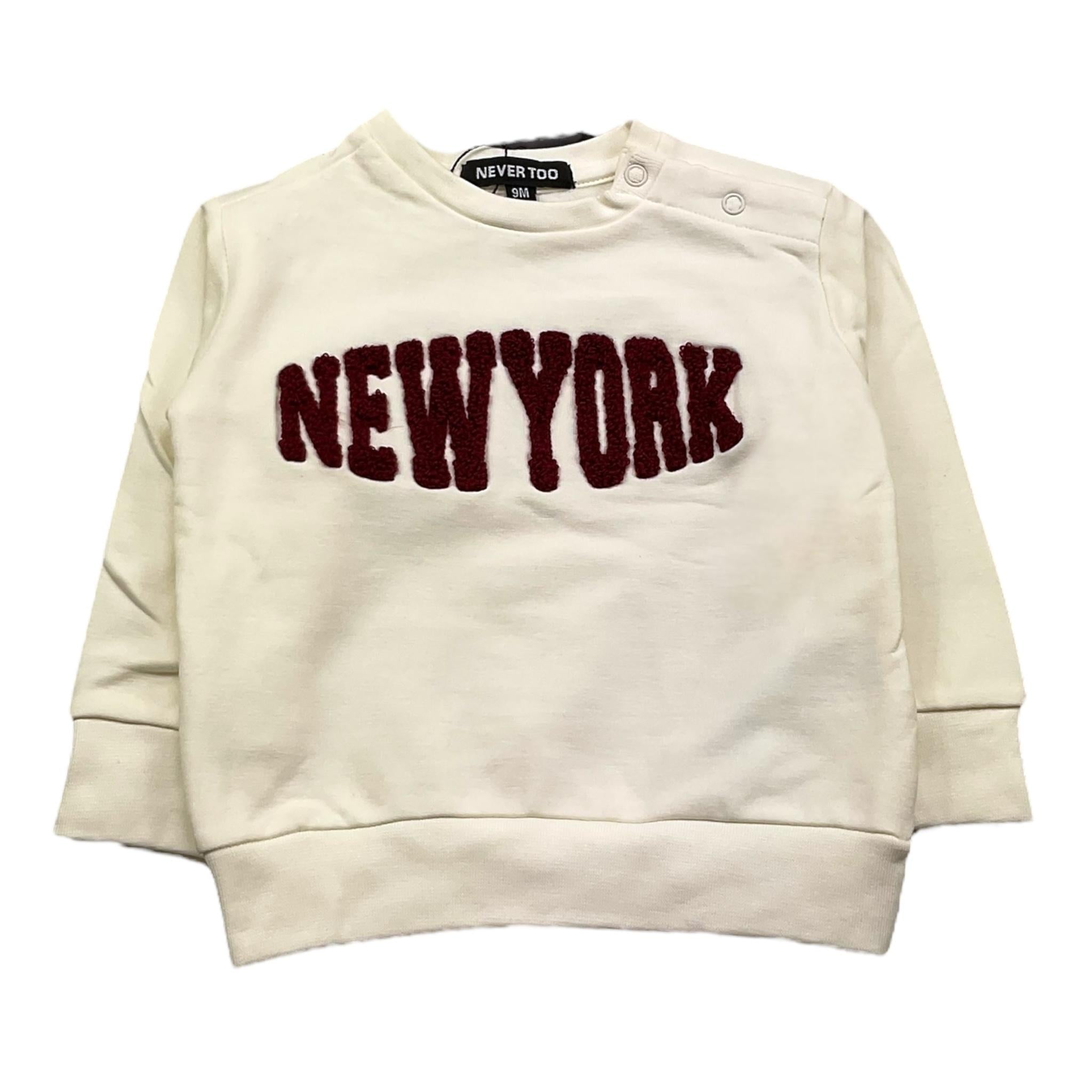 NEVER TOO felpa chiusa girocollo tinta unita Panna per Neonato NT2204N PANNA NEVER TOO 