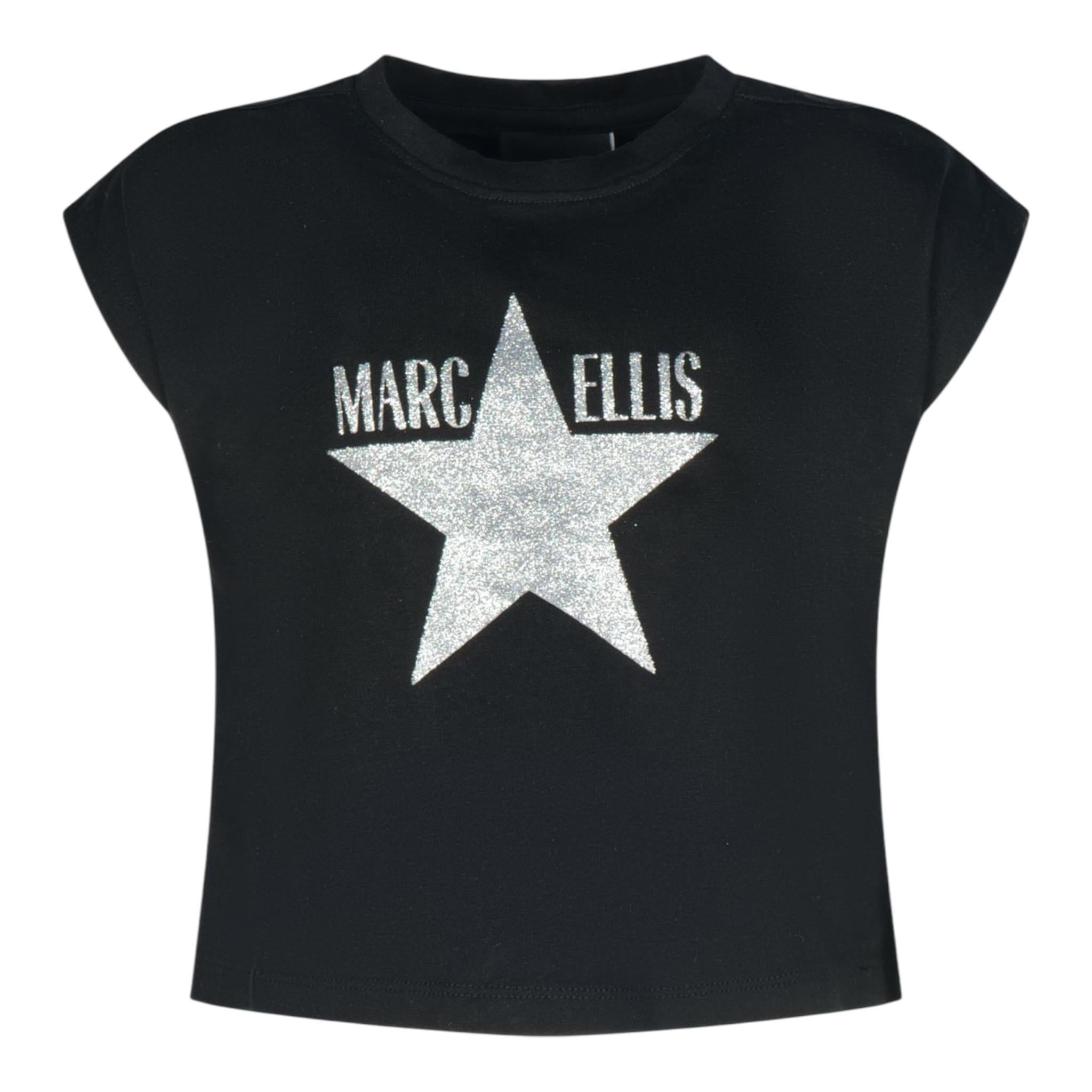 Marc Ellis T-Shirt Girocollo Tinta Unita con Brillantini per Bambina JMJTS16519 NERO MARC ELLIS 
