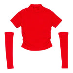 LU LU BY MISS GRANT maglia con manicotti mezzo collo tinta unita Rosso per Bambina LL3029 ROSSO LU LU BY MISS GRANT 