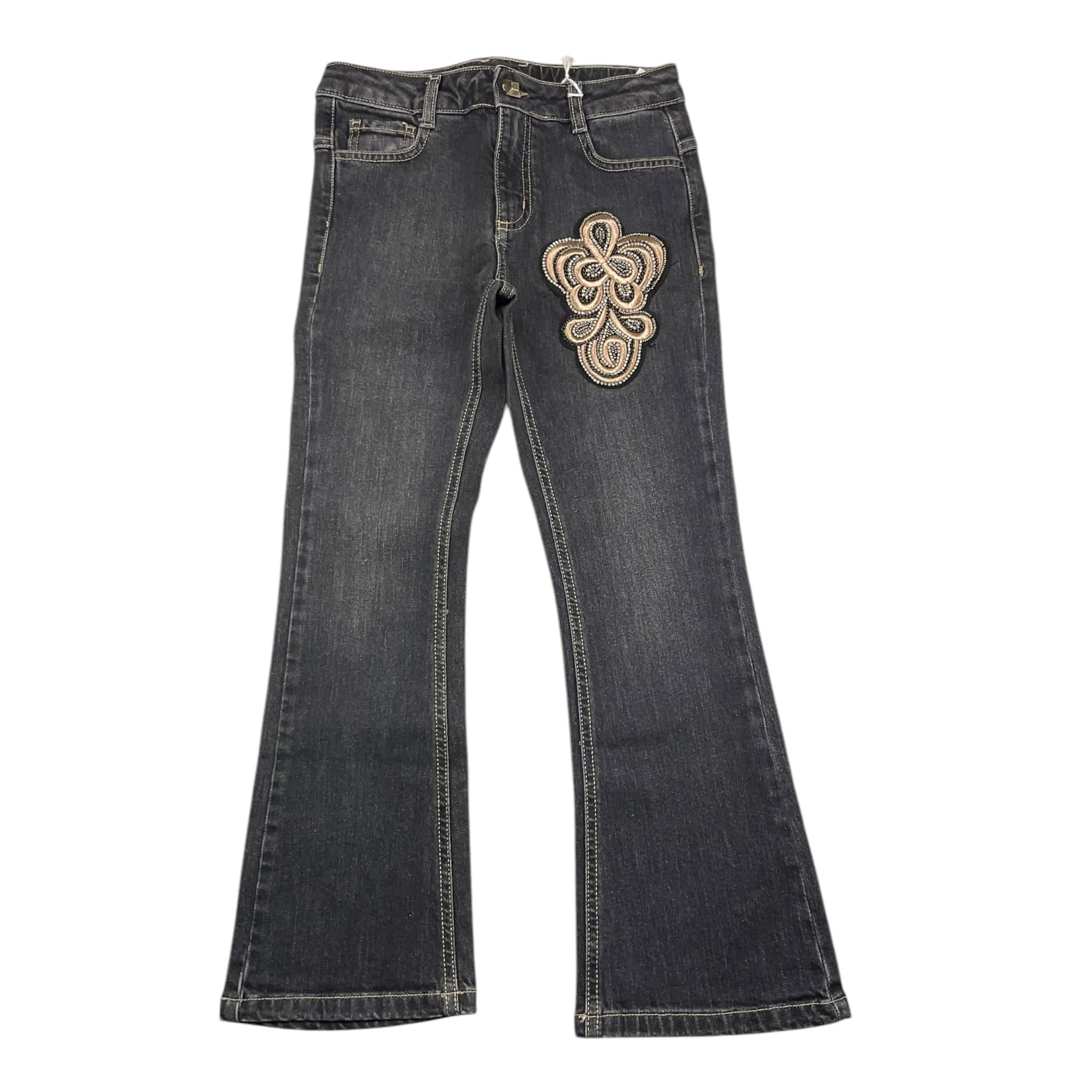 HATE LOVE jeans tinta unita modello zampa Nero per Bambina OJPT00757 NERO HATE LOVE 