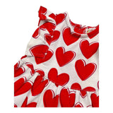 Agatha Ruiz Solid Color Heart Pattern White/Red Sleeveless Dress For Baby Girl