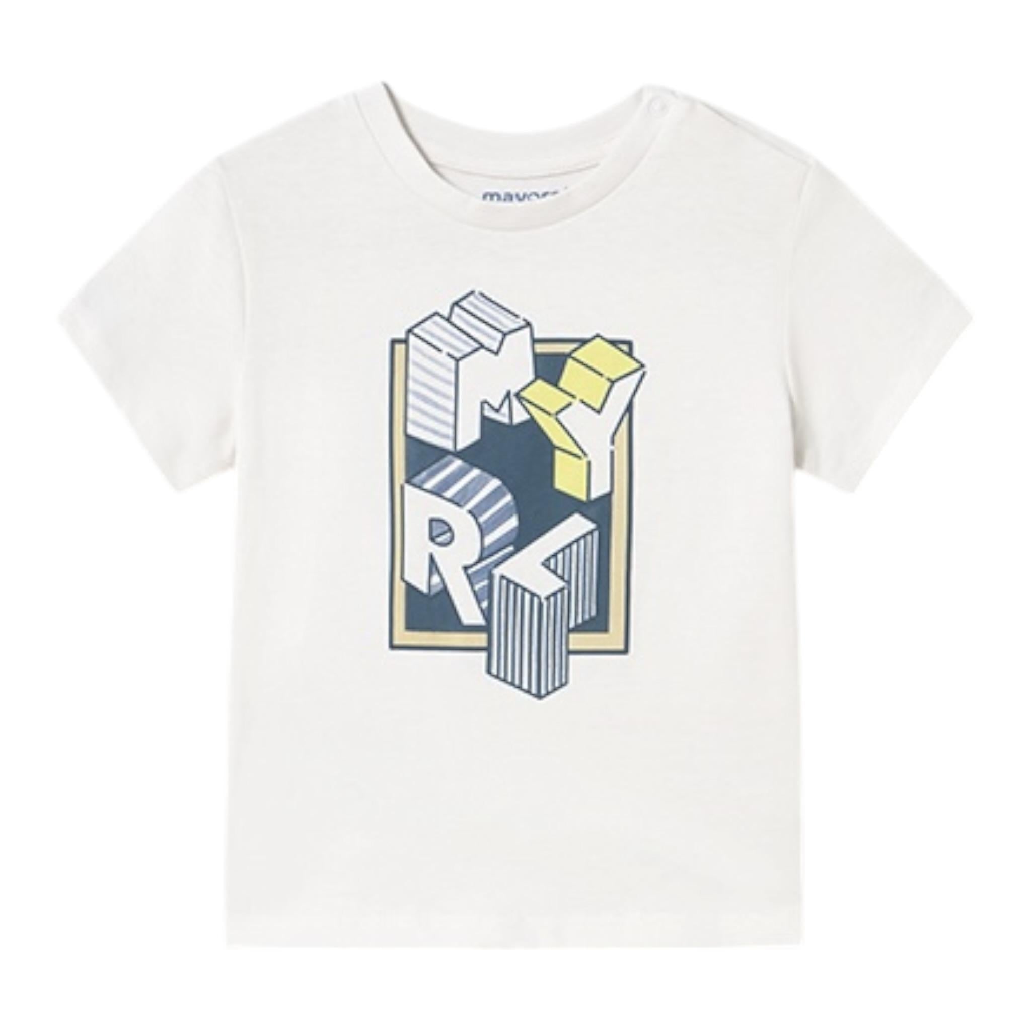 Mayoral T-Shirt Girocollo Tinta Unita con Stampa per Neonato 106 BIANCO MAYORAL 