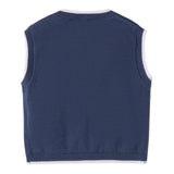 Mini Banda Vest Solid Color With Contrast Blue Trim For Newborn
