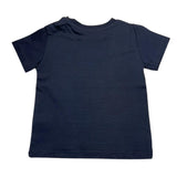 Cesare Paciotti T-Shirt Solid Color Crew Neck with Blue Logo Print for Newborns