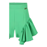 Odi Et Amo Solid Color Shorts with Green Frills for Girls