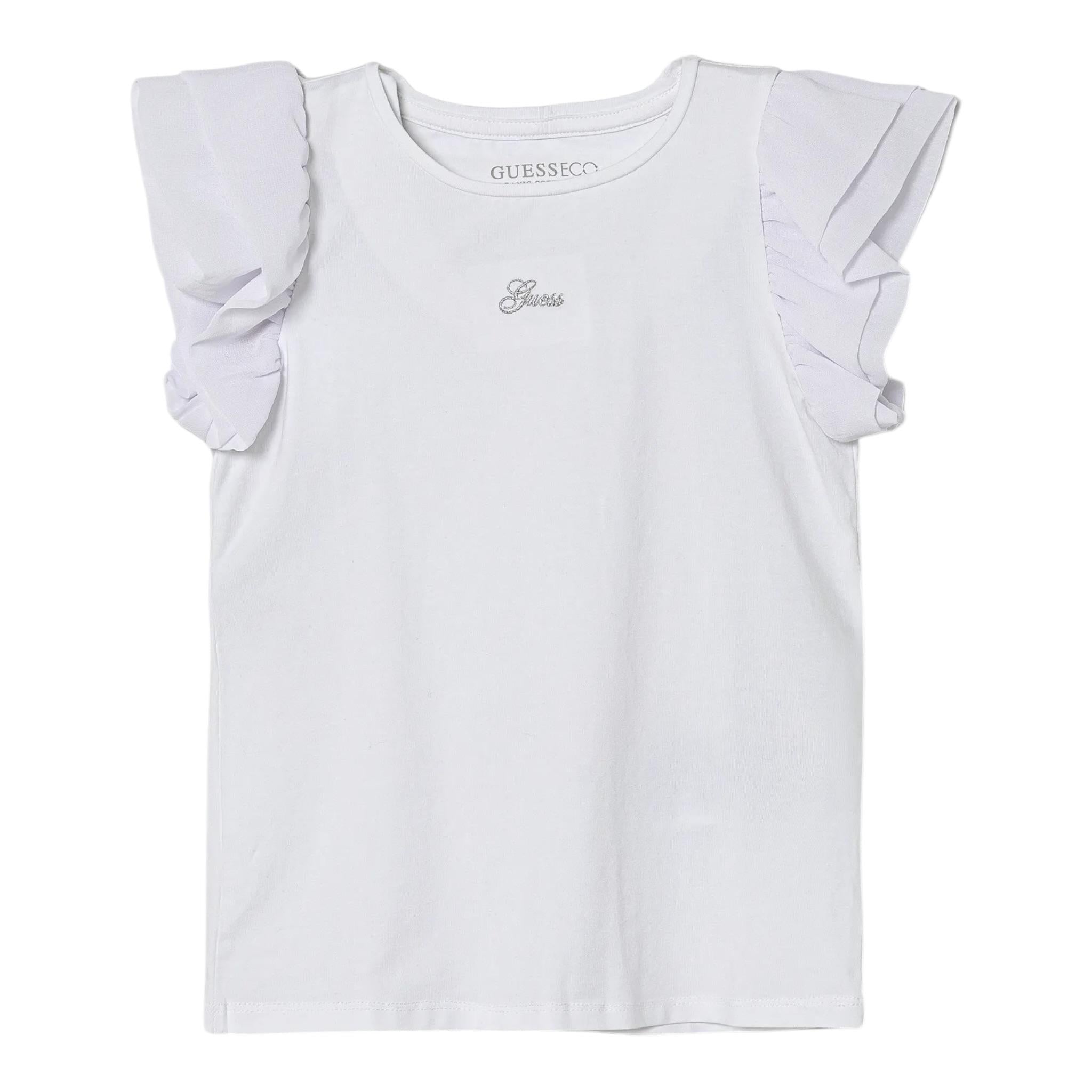 Guess T-Shirt Girocollo Tinta Unita con Logo per Neonata K5RI22K6YW4XX BIANCO GUESS 