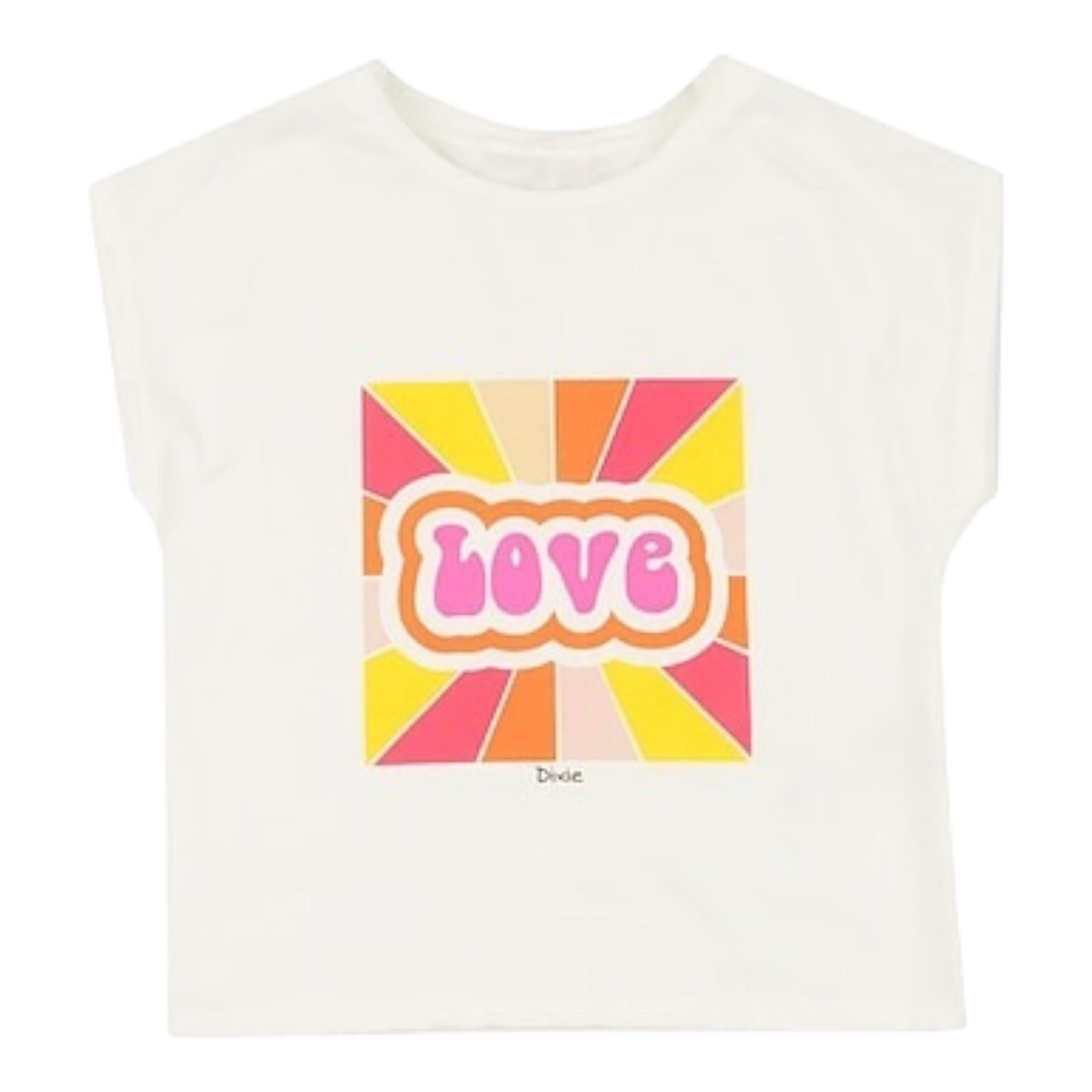 Dixie T-Shirt Tinta Unita Girocollo con Stampa per Bambina MBC7030G50 BIANCO DIXIE 