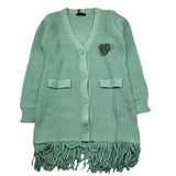 FUN & FUN cardigan tinta unita con frange Verde acqua per Bambina FNBSW12745 VERDE ACQUA FUN & FUN 