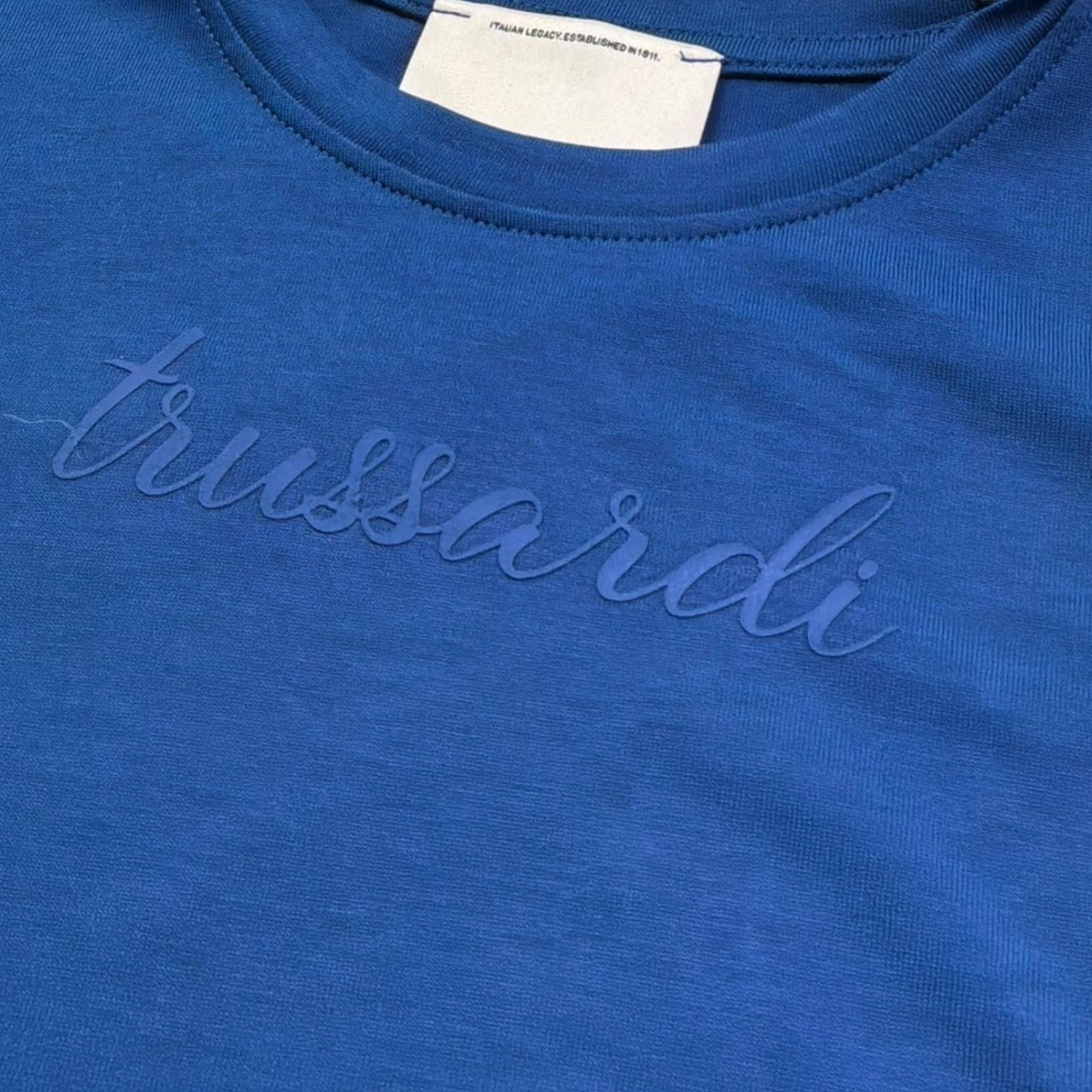 t.shirt girocollo tinta unita con stampa TGP26004TSJJ BLU TRUSSARDI 