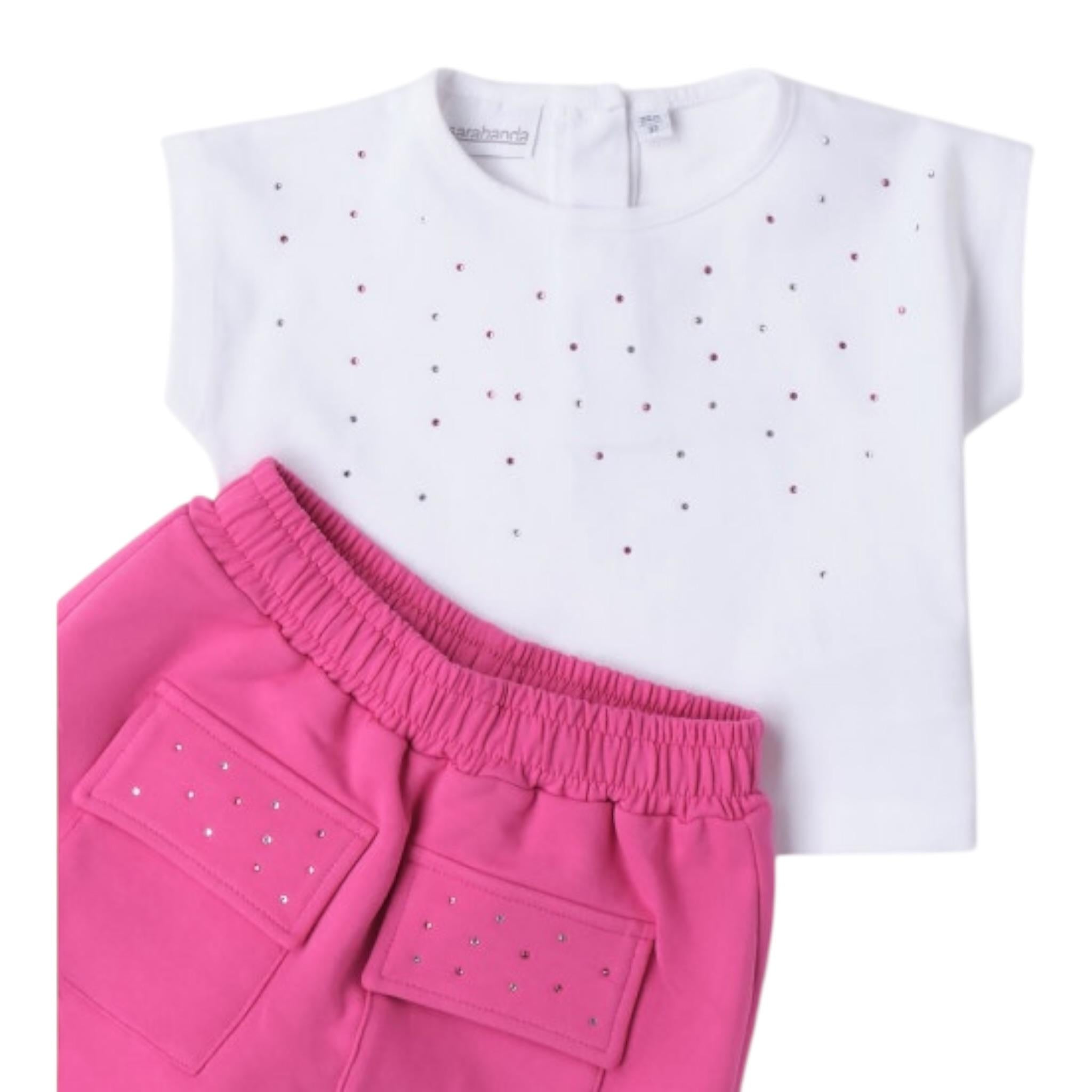 Sarabanda Completo 2 Pezzi T-Shirt-Gonna Bianco per Bambina 0B234J BIANCO SARABANDA 