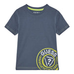 Guess T-Shirt Girocollo Tinta Unita con Stampa per Neonato N5RI15K8HM4X BLU GUESS 