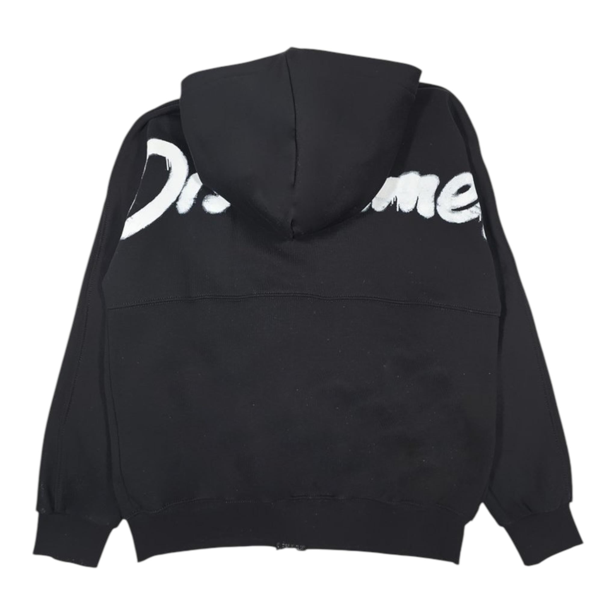 Disclaimer Felpa con Zip E Cappuccio Tinta Unita con Logo per Bambina 25EDK58510 NERO DISCLAIMER 