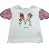 Monnalisa T-Shirt Girocollo Tinta Unita con Maniche In Contrasto per Bambina 117607SF BIANCO MONNALISA 