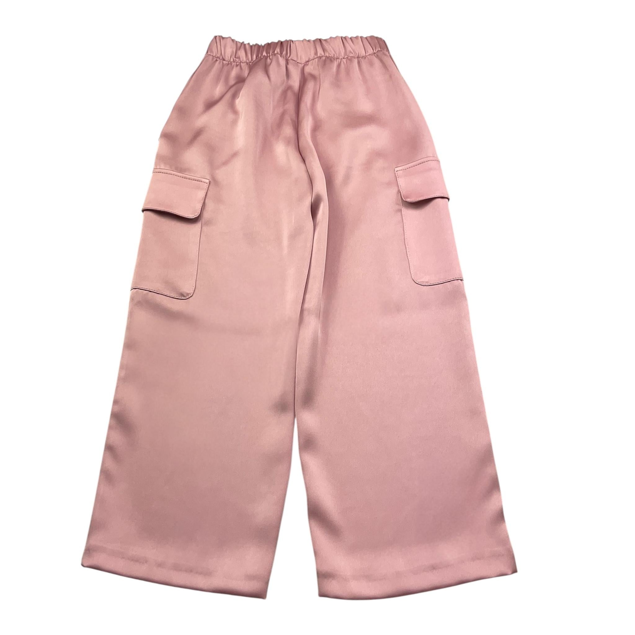 Please Pantalone Tinta Unita con Tasconi E Elastico per Bambina PE06310G73 ROSA PLEASE 