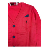 Cesare Paciotti Solid Color Cardigan with Buttons Red for Newborns