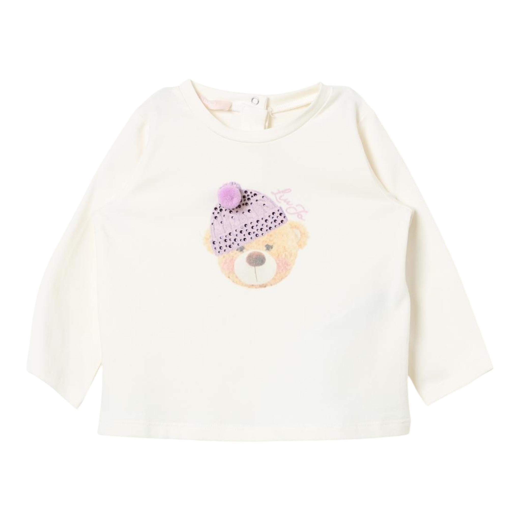 LIU JO shirt girocollo tinta unita con stampa Panna per Neonata HF4045J0089 PANNA LIU JO 