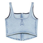 Patrizia Pepe Top In Denim Tinta Unita con Zip per Bambina 7C0255 AZZURRO PATRIZIA PEPE 