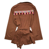 Mariuccia Plain Jacket With Brown Belt For Girls