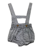 Cocote Solid Color Dungarees With Blue Polka Dot Pattern For Baby Girl