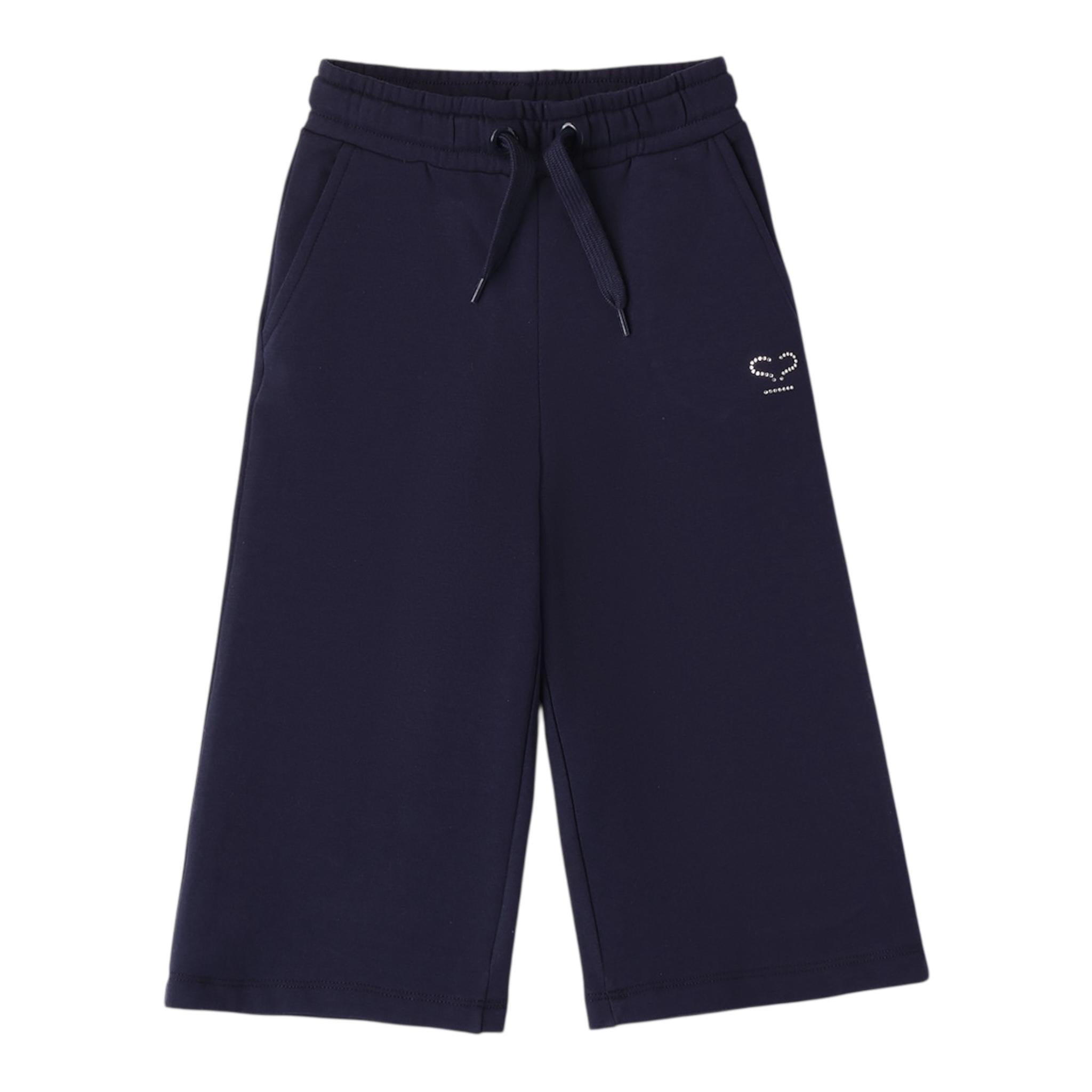 SARABANDA pantalone modello a palazzo tinta unita con elastico in vita Blu per Bambina 0A321 BLU SARABANDA 