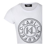 KARL LAGERFELD t-shirt girocollo tinta unita con brillantini Bianco per Bambina Z30109 BIANCO KARL LAGERFELD 