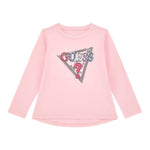 GUESS shirt girocollo tinta unita con stampa Rosa per Neonata K4YI11K6YW4X ROSA GUESS 