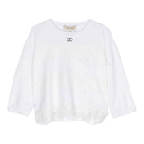 Twinset Plain Sweater With White Embroidery For Girls