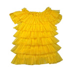 Y-Clu Abito Tinta Unita con Balze per Bambina Y19170 GIALLO Y-CLU 