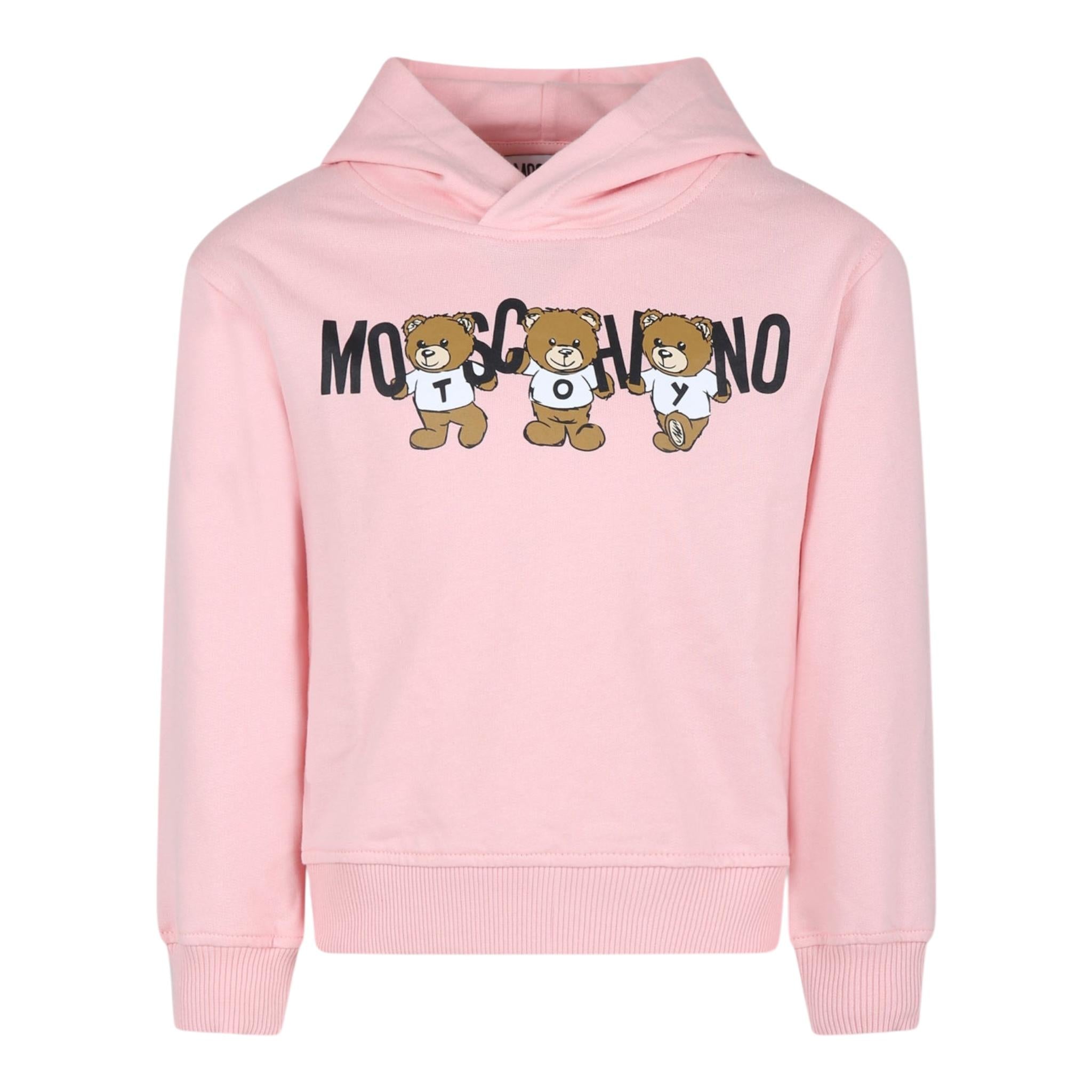 MOSCHINO felpa tinta unita con cappuccio e stampa Rosa per Bambina HMF07K ROSA MOSCHINO 