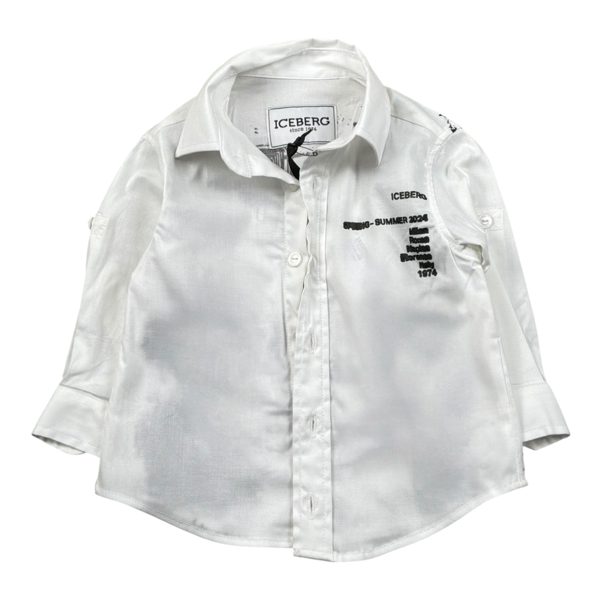 Iceberg Camicia Tinta Unita con Stampa per Neonato CMICE5113B BIANCO ICEBERG 