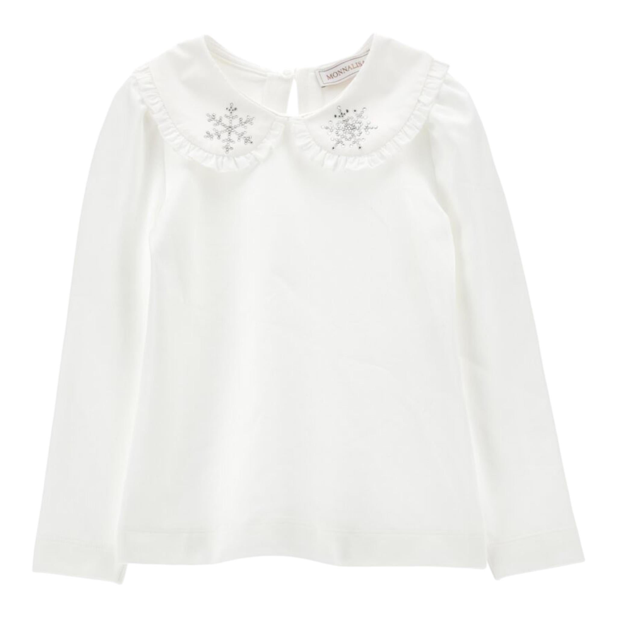 MONNALISA shirt tinta unita con colletto e applicazioni Bianco per Bambina 11D627J BIANCO MONNALISA 